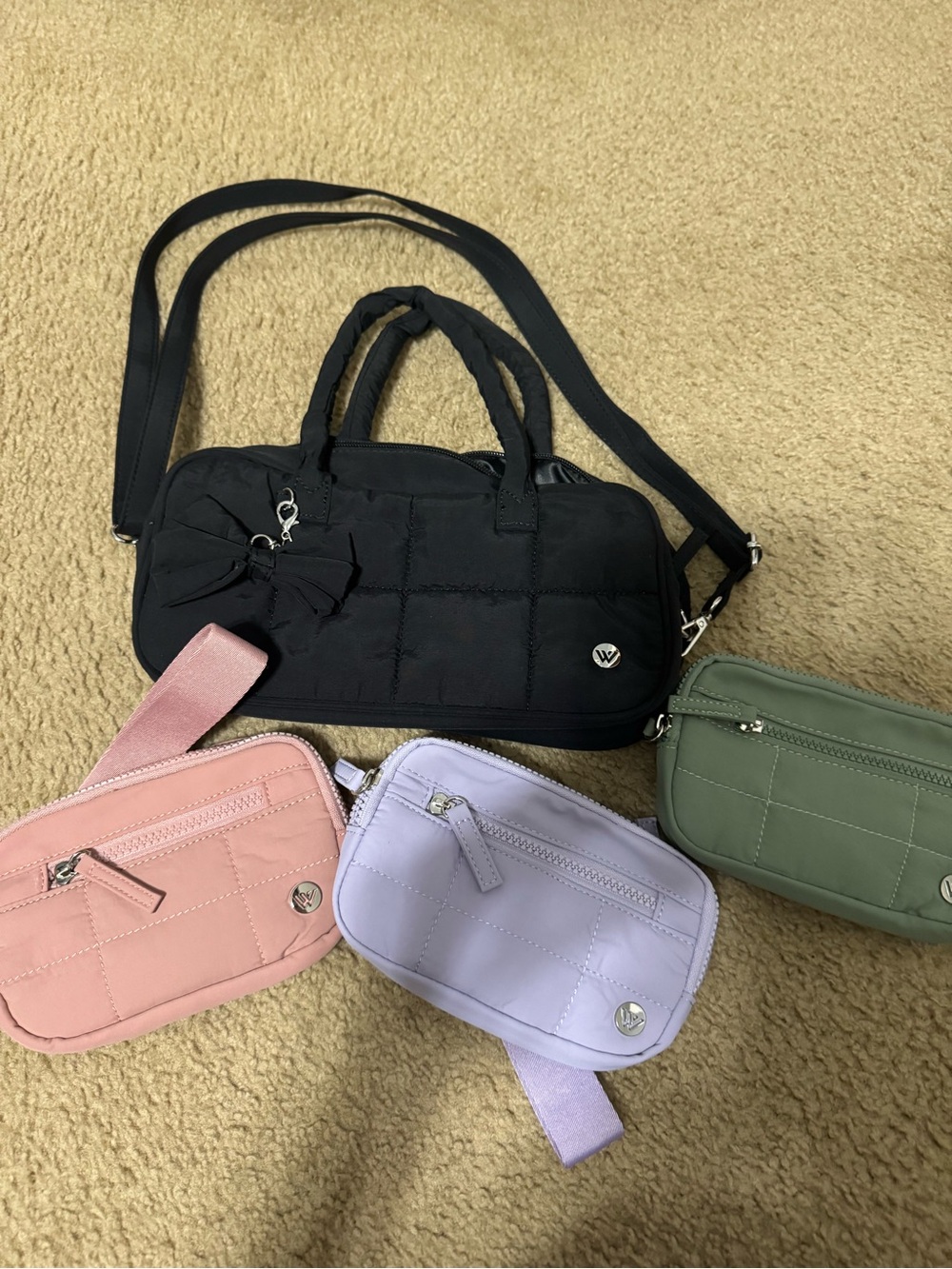 Westbronco Black Quilted Shoulder Bag with Bow Charm and wallets